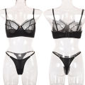 Flounce Sexy Lingerie Lace Bra Set Transparent Underwear Hot Erotic Lingerie Set Push Up Bra And Panty Set Porno Briefs Sets. 