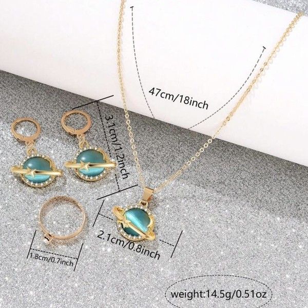 CHINA%20IMPORTED%20Necklace%20Jewelry%20Women's%20New%20Ball%20Necklace%20Earrings%20Ring%20New%20Titanium%20Alloy%20suit%20All-match%20High-end%20Clavicle%20Chain%20Accessories%20-%20Image%203