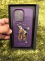 14 Pro Max Santa Barbara Polo Jockey series Case Deep purple in genuine leather and 3d embroidery 100% original cover for apple iPhone 14 pro and 14 pro max. 