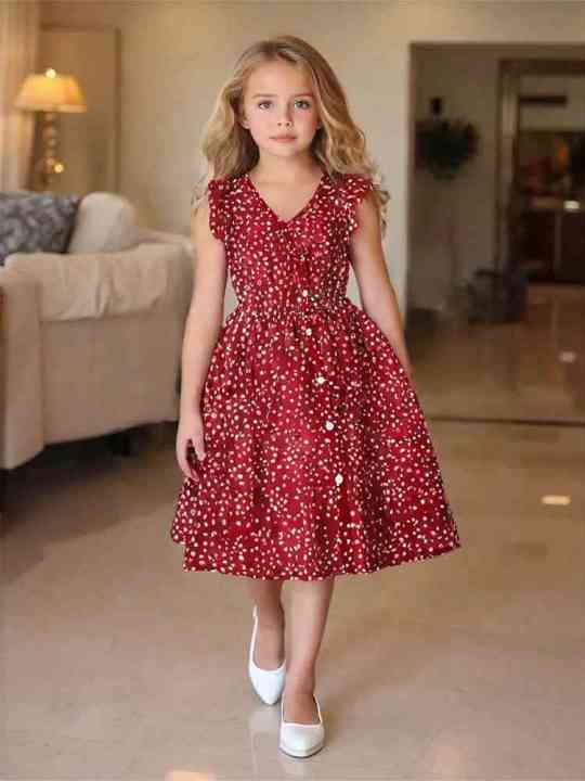 Girls%20retro%20red%20dress%20with%20white%20dots:%20elegant%20V-neck%20design,%20comfortable%20fit,%20suitable%20for%20parties%20and%20daily%20life%20-%20Image%207