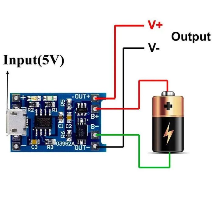 TP4056 Module: Micro usb 5V 1A 18650 Lithium Battery Charger Circuit  with Dual Protection Function