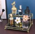 Mirrored Vanity Tray for Dresser Jewelry and Perfume Tray - Two Tier Trays. 
