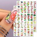 2 Sheet Abstract Line Fruit Water Nail Sliders Geometry Pawpaw Watermelon Avocado Image Decal Summer Tropical Charm Tattoo Foils. 