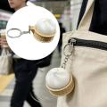 Cute Soft Mini Steamed Bun Keychain Slow Rebound Stress Relief Squeeze Decompression Clicker Toy. 