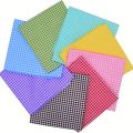 8pcs Fat Quarters plaid/polka dot patchwork fabric bundles, used for sewing processes and hand DIY projects as quilted fabrics.