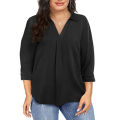 Women's 1XL-5XL Plus Size Chiffon women's pullover oversized loose V-neck shirt top plus size women clothing.