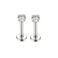 2pcs Stainless Steel Piercing Tragus Stud Earrings, Crystal Labret Small Ear Stud Helix Cartilage Earring for Women Body Jewelry. 