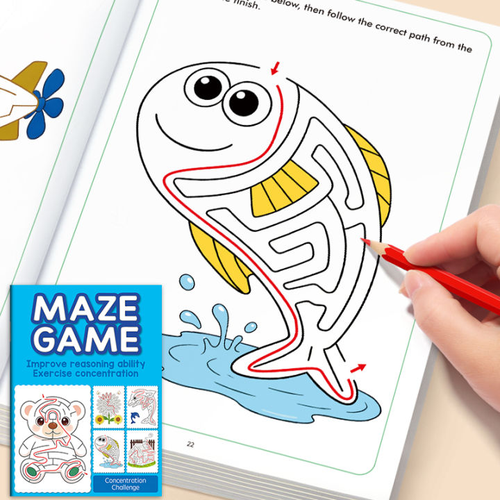 32-Page%20Concentration%20Training%20Maze%20Book,%20Maze%20Game%20Book,%20Maze%20Training%20Book%20for%20Students,%20Thinking%20Development%20and%20Attention%20Games,%20Puzzle%20Development,%20with%20Fun%20Patterns%20of%20Animals,%20Plants,%20Etc%20-%20Image%203