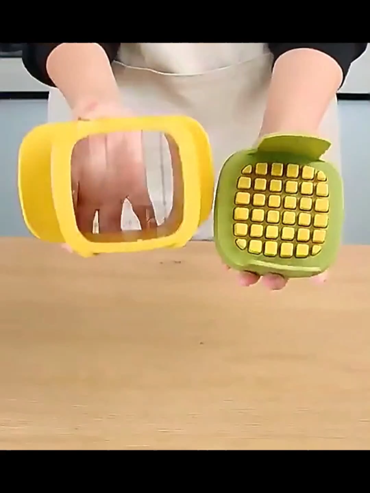 Chop Master 2-in-1 Vegetable and Fruit Hand Chopper, Multifunctional Vegetable Chopper French Fries Cutter Household Hand Pressure Onion Dicer Cucumber Potato Slicer Kitchen Tools, Yellow