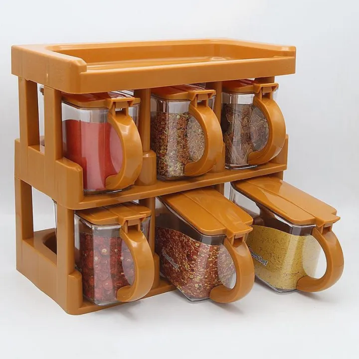Spice jars rack masala jars box set ( 6 Pieces ) Wall mountable ...