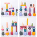 Children Wooden Colored Stone Balanc Building Blocks Educational Toy Creative Nordic Style Stacking Game Rainbow Wooden Toy . 