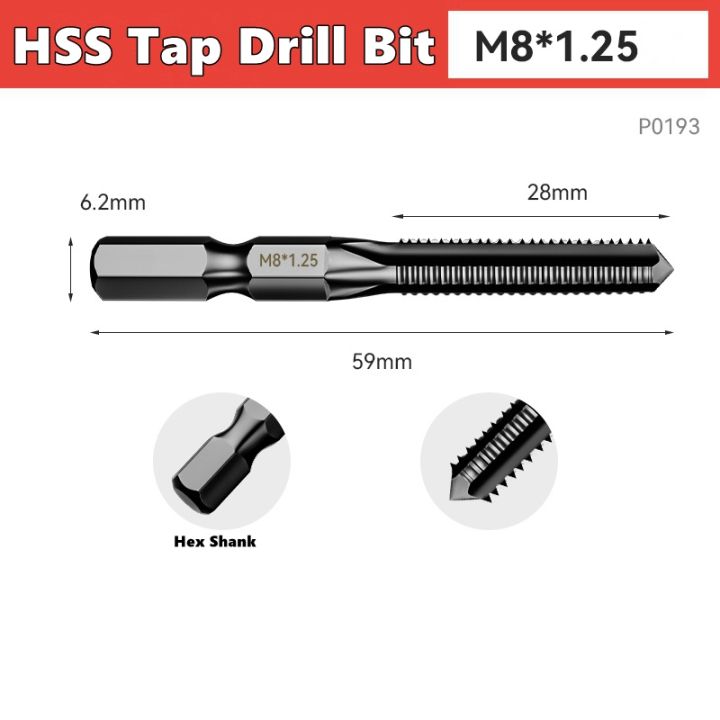 HSS Tap Drill Bit Hex Shank Thread Metric Tap Screw Taps Tool Threaded ...