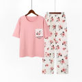 Flower Printed Pocket Style PJ Set Soft cotton Night Wear (Women size S to XL) & (Kids Size 7 to 14) Night suit for girls, women & kids, Sleeping Dress Girls Sleepwear Lounge wear Sleeping Suit lingerie T shirt and Pajama, Night Dress for girls and women. 