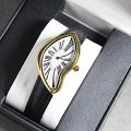new Medieval alien watches melt and twist y2k alien ladies and men Leather strap fashion advanced ins niche design quartz watch. 