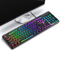 104 Keys Crystal Panel Gaming Wired Keyboard Round Punk USB Pink Typewriter Retro Game Keyboards for Home Office Gamer. 