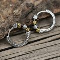 Thai Silver Creative Design Hoop Earrings for Women Men Metal Chunky Huggies Hiphop Party Jewelry Gifts.