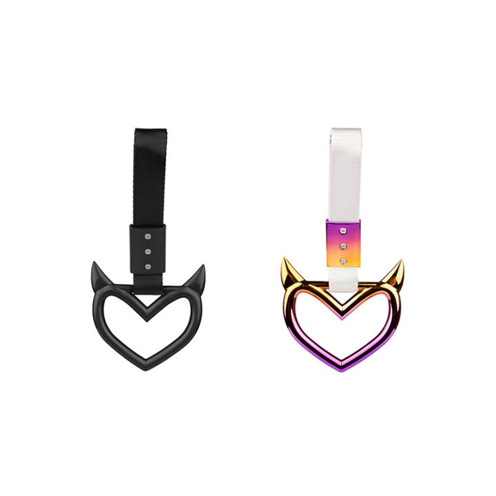 1pc Colorful Car Tow Strap Tsurikawa Ring Heart JDM Train Bus Handle Hand Strap Styling Drift Charm Strap Auto Accessories