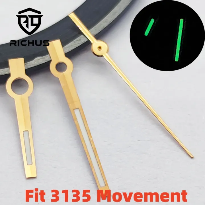 RICHUS%203135%20Watch%20Hands%20Silver%20Watch%20Hands%20Green%20Luminous%20Fit%203135%20Movement%20Watch%20Accessories%20-%20Image%204