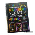 rainbow scratch paper note with wooden pen to scratch 6' x 10' book size black card notebook to scratch with wooden stick. 