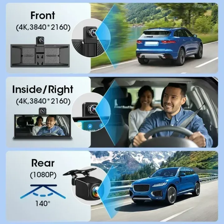 Portable%2011.3%20inch%20Car%20DVR%204K%20360%C2%B0%20Rotating%20Camera%20Wireless%20Carplay%20Android%20Auto%20Dash%20Cam%20Video%20Recorder%20Car%20Intelligent%20Screen%20-%20Image%205