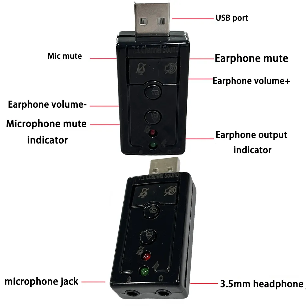 USB Sound Card External 7.1 Mini Sound Card USB Sound Card Audio ...