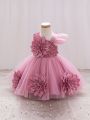 Girls Princess Dress 1-5 Y baby Girls Wedding Sleeveless Three-Dimensional butterfly Mesh Carnival Birthday Party Evening Dress.