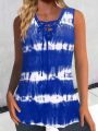 Plus Size 1XL-5XL Women Fashion Round Neck Tie Dye Print Sleeveless Tank Tops Ladies Casual Summer Tops Tank. 