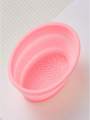 Pink Makeup Brush Cleaning Bowl Set with 1 Flocking Powder Puff & 1 Blender Sponge Beauty Blenders & Cosmetic Tools. 