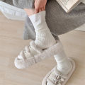 Retro Women Socks Japanese Style Autumn New Solid Color Warm Home Simple Crew Socks Girls Breathable Casual Striped Loose Socks.