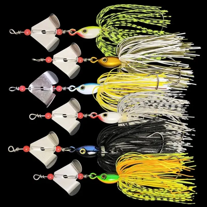 BURLE Spinner Fly Bait Rubber Jigs 2 Blades Spoon Lead Head Pike Fishing Lure