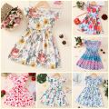 2024 Dress Girl Kids Clothes Summer Short Sleeve Floral Birthday Party Cute Fashion Toddler Princess Dresses 2 3 4 5 6 Years. 