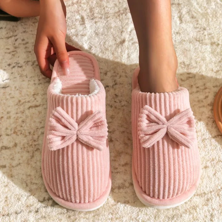 Fashion%20Women's%20Bow%20Slippers%20Fall/Winter%20Indoor%20Bedroom%20Floor%20Lightweight%20and%20Comfortable&Soft%20Warm%20Slippers%20for%20Home%20-%20Image%202