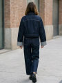 Willshela Women Fashion With Pockets Denim Blue Single Breasted Jackets Vintage Lapel Neck Long Sleeves Female Chic Lady Outfits. 