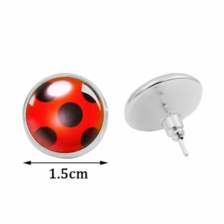 2024%20Fashion%20Women%20Ladybug%20Anime%20Cartoon%20Style%20Stainless%20Steel%20Plated%20Earrings%20Jewelry%20Cartoon%20Glass%20Dome%20Stud%20Earrings%20Gifts%20-%20Image%202