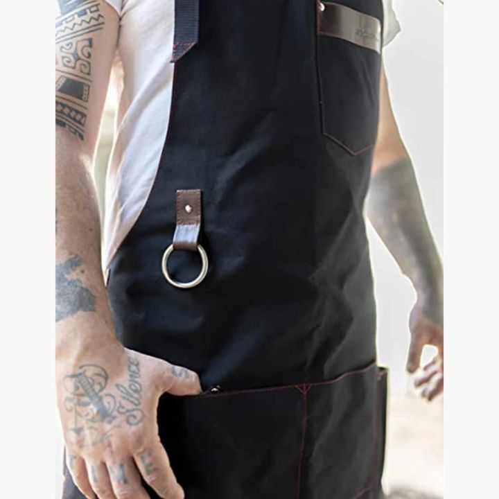 Kitchen%20Apron%20high%20quality%20For%20Pros%20Chef%20Waterproof%20Cooking%20%20Apron%20for%20Men%20Canvas%20With%20Pockets%20Fabric%20Barbecue%20Father%20Gift%20Apron%20-%20Image%206