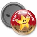 Customized round pin badge. 