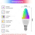 E14 Smart Wifi Led Candle Light Bulb Zigbee 3.0 RGB Colorful Led Lamps 5W Works With Alexa Google Home Smartthings Voice Control. 