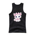 2024 Summer Girls Cute Cat Print Vest Princess Girl Fashion Tank Top Kids Sleeveless T-shirt 3-14y.