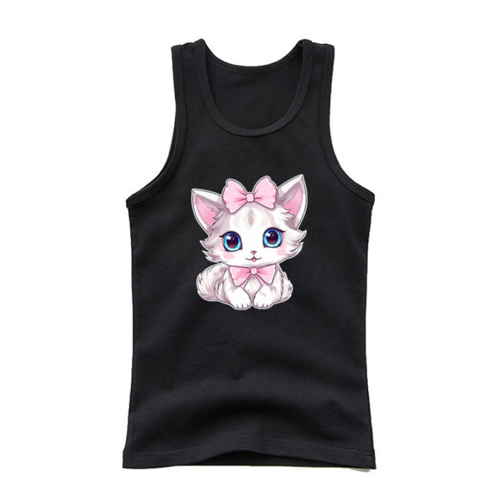 2024%20Summer%20Girls%20Cute%20Cat%20Print%20%20Vest%20Princess%20Girl%20Fashion%20Tank%20Top%20Kids%20Sleeveless%20T-shirt%203-14y%20-%20Image%203