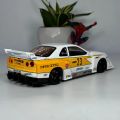 1:24 Nissan Skyline Ares GTR R34 Alloy Modified Wide Body Sports Car Model Diecast Raing Car Model Sound and Light. 