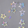 Gradient Silver Paper Star Garland for Kids Birthday Party Decoration Wedding Christmas Wall Hanging Banner Girl Boy Baby Shower. 