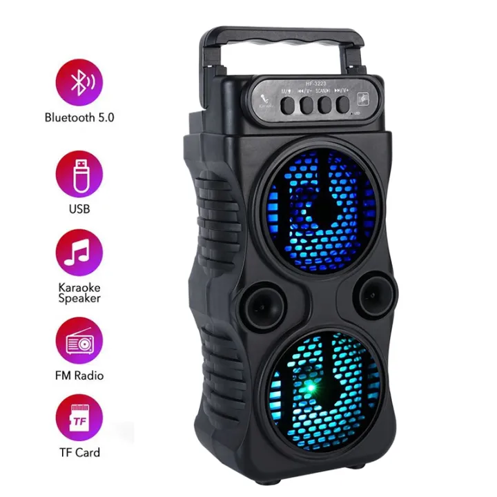 Outdoor%20Portable%20Wireless%20Speaker%20Dual%203%20Inches%20Music%20Stereo%20Subwoofer%20Bass%20USB%20Power%20Supply%20For%20Dancing%20Party%20Family%20Karaoke%20-%20Image%203