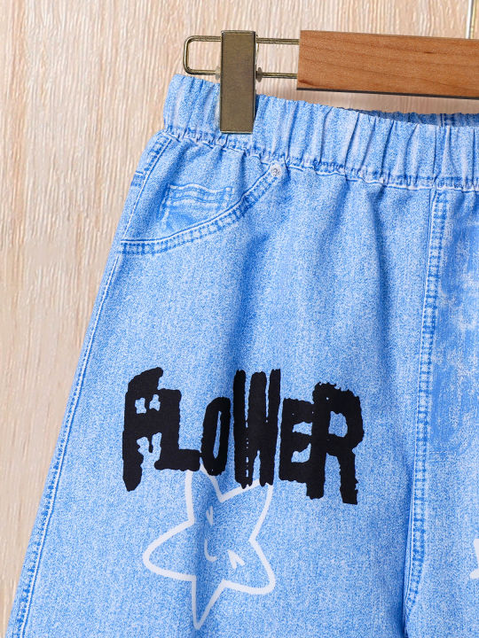 Children's%20fall%20fashion%20for%20girls%20and%20teenagers,%20imitation%20denim%20print,%20micro-elastic%20outdoor%20casual%20baggy%20straight-leg%20pants%20-%20Image%204