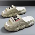 Men Thick Sole Summer Beach Slides Bathroom Anti Slip Slipper Soft Sandals Simplicity Ultra Light Letter Shoes Men Slippers. 