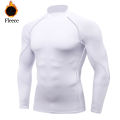 Winter Autumn Gym T Shirt Men's Long Sleeve Compression Shirt Fleece Training Top Male Muscle Workout Running Skiing Clothing.