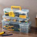 Transparent Handheld Toolbox Portable Large Capacity Thickened Plastic Hardware Tool Storage Box With Handle Tool Organizer Box.