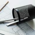 Pen Holder Round or Square Mesh steel body Black 1 pcs. 