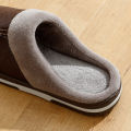 Men's Big Size Winter slippers Indoor Pu Leather Home Fluffy Casual Slides Men Bedroom Comfy Shoes Houseshoes. 