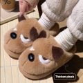 Husky Dog Faux Fur Couple Winter Slippers Chunky Platform Non Slip House Shoes Woman Comfort Fluffy Plush Outdoor Slippers Women. 