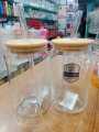 1PC Plain Glass Can With Bamboo Lid & Sip 61-2. 